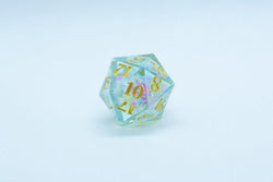 Seafoam Sharp Edge Resin d6/d20 -Dice (Seafoam w/Gold Numbers) [subtle imperfection] (Online Only)