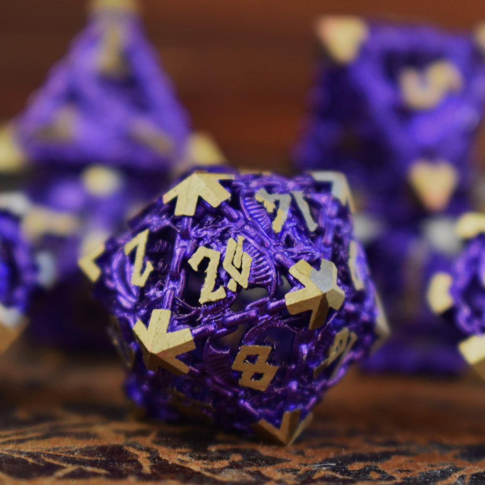 Dragon's Lair Hollow Metal Dice Set - Purple (ONLINE ORDER ONLY)