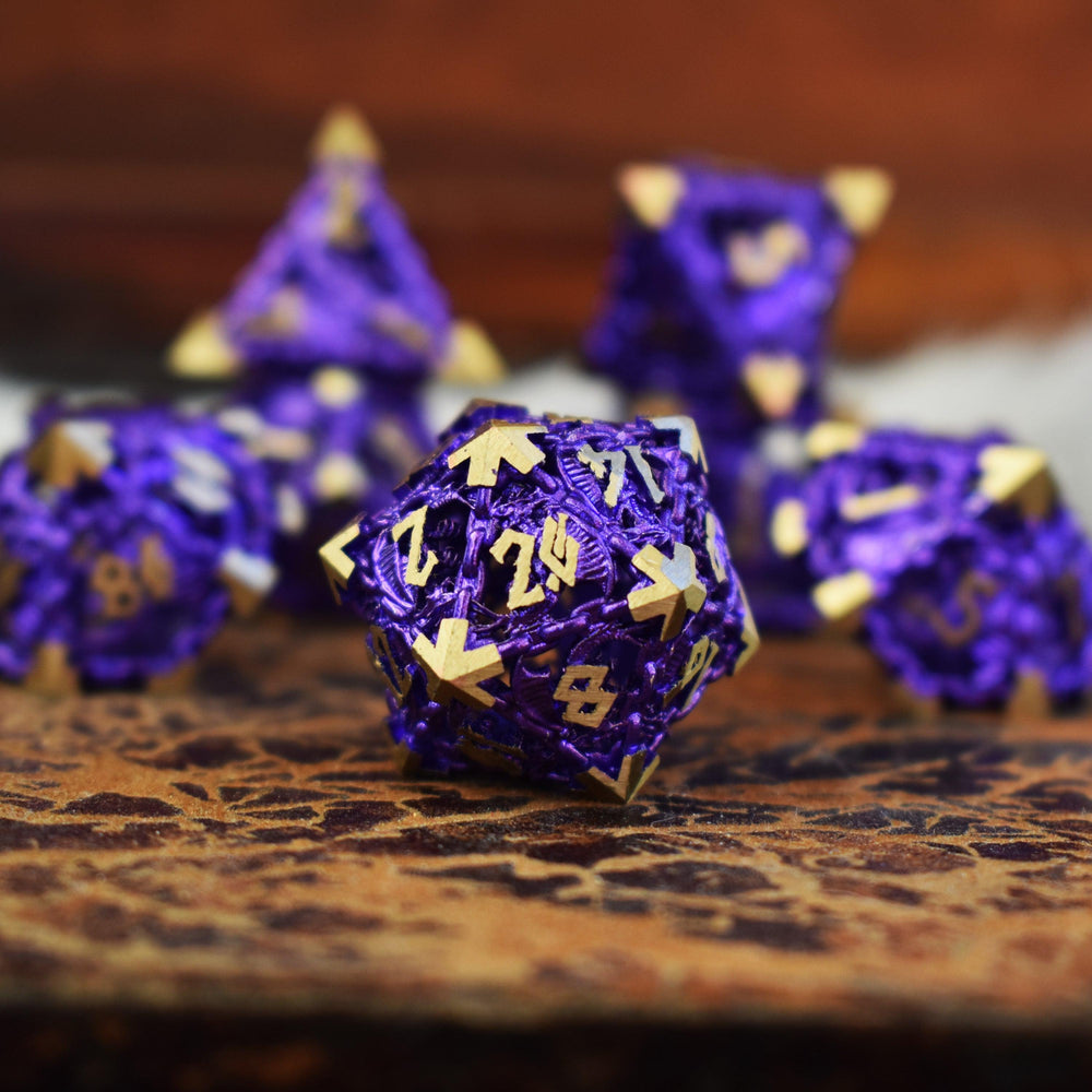 Dragon's Lair Hollow Metal Dice Set - Purple (ONLINE ORDER ONLY)