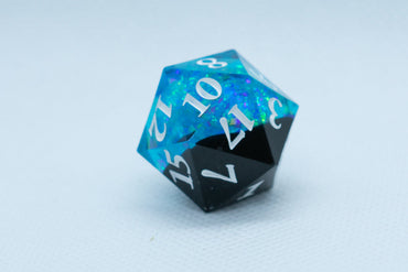 Deep Nether Sharp Edge Resin d6 / d20-Dice (Blue- Black w/ White Numbers) (Online Only)