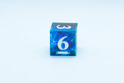 Deep Nether Sharp Edge Resin d6 / d20-Dice (Blue- Black w/ White Numbers) (Online Only)