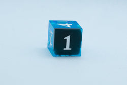 Deep Nether Sharp Edge Resin d6 / d20-Dice (Blue- Black w/ White Numbers) (Online Only)