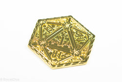 Gold d2 Coin Shaped like d20 Solid Gold Color (Online Only)
