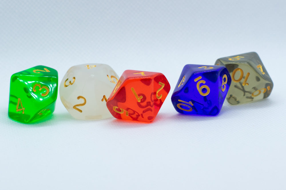 d10 Countdown Dice (Blue, Emerald, Pearl, Red, Smoke) (Online Only)