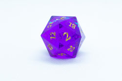 Pinnacle of Purple Sharp Edge Resin d6 / d20-Dice (Purple w/ Gold Numbers) (Online Only)