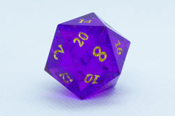 Pinnacle of Purple Sharp Edge Resin d6 / d20-Dice (Purple w/ Gold Numbers) (Online Only)