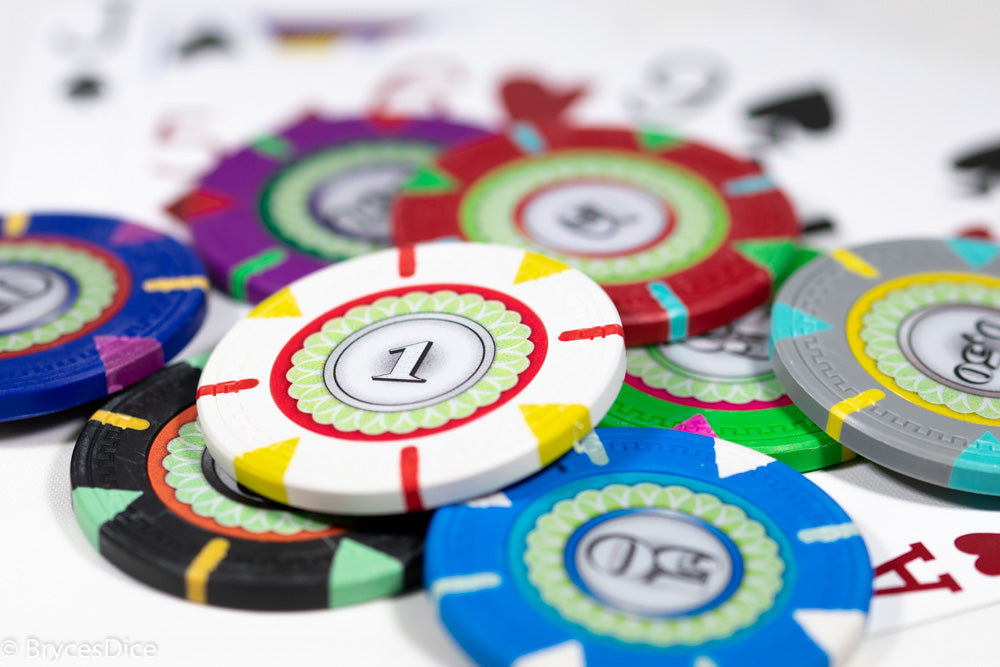 13.5g 'Basic' Poker Chip (25) Green/pink/yellow [sold by the piece] (Online Only)
