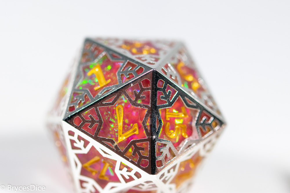 Forged Dragon Fruit Forged in Frost Dice Set (Resin Dice Encased in Metal) (Online Only)
