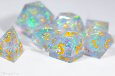 Opal Forged in Frost Dice Set (Resin Dice) Sharp Edge Dice (Online Only)