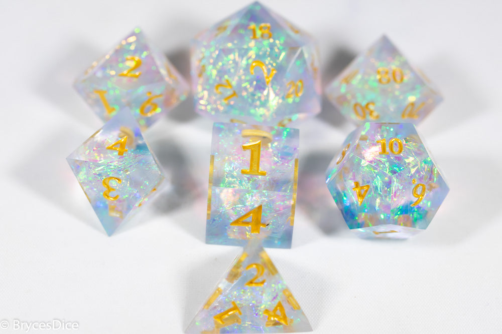 Opal Forged in Frost Dice Set (Resin Dice) Sharp Edge Dice (Online Only)