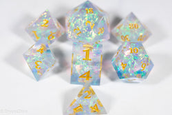 Opal Forged in Frost Dice Set (Resin Dice) Sharp Edge Dice (Online Only)