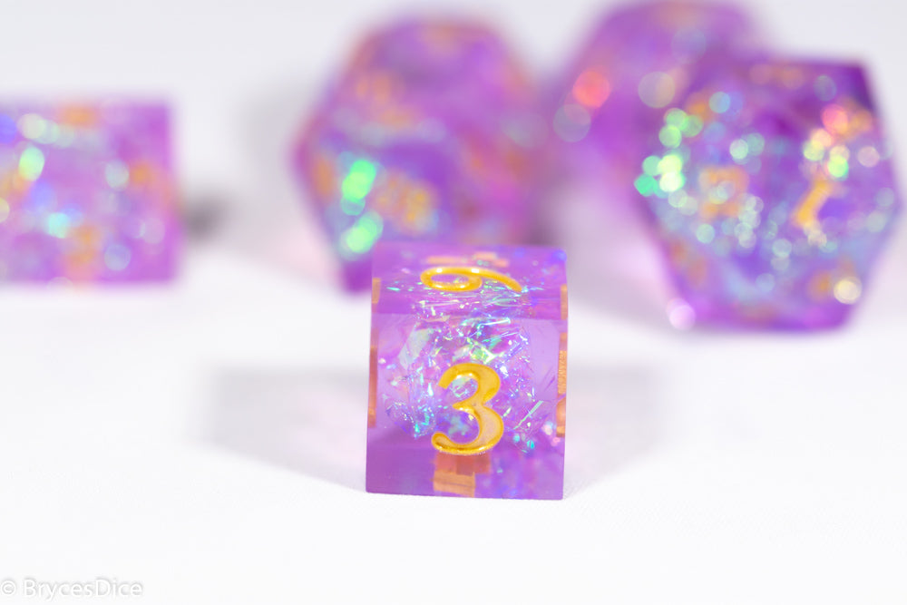 Pinnacle of Purple Forged in Frost Dice Set (Resin Dice) Sharp Edge Dice (Online Only)