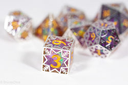 Pinnacle of Purple Forged in Frost Dice Set (Resin Dice Encased in Metal) (Online Only)