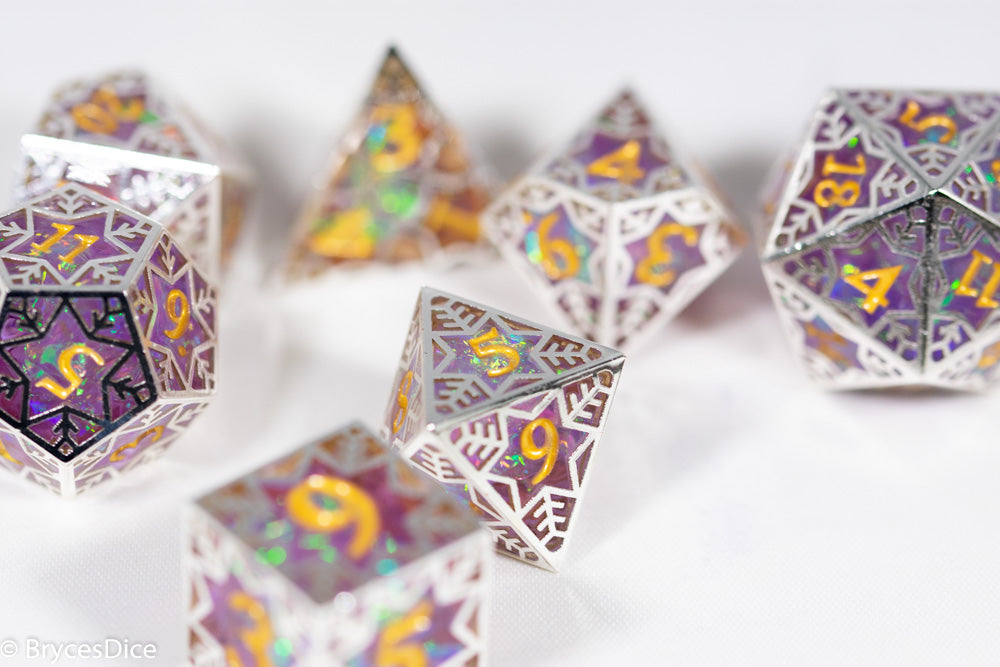 Pinnacle of Purple Forged in Frost Dice Set (Resin Dice Encased in Metal) (Online Only)