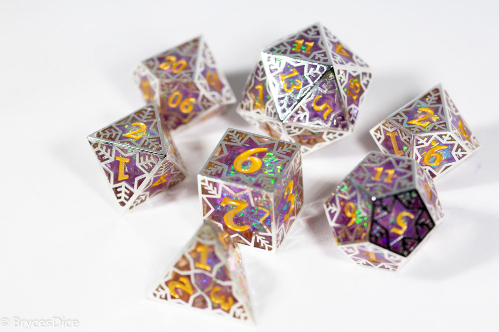 Pinnacle of Purple Forged in Frost Dice Set (Resin Dice Encased in Metal) (Online Only)