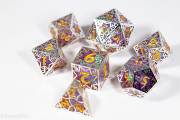 Pinnacle of Purple Forged in Frost Dice Set (Resin Dice Encased in Metal) (Online Only)