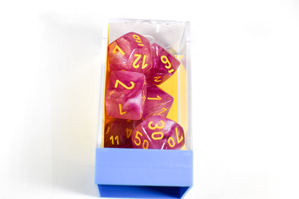 Leaf Fuschia/Yellow Luminary 7-Die Set Lab Dice | Out of Print OOP (Online Only)
