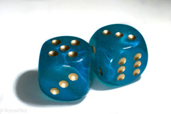 Borealis Teal/gold 7-Dice / 16mm / 12mm / 30mm Luminary (Online Only)