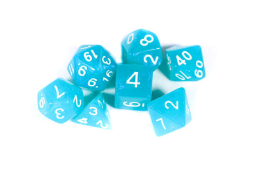 Peacock Blue Moonstone 7-Dice Set (Online Only)
