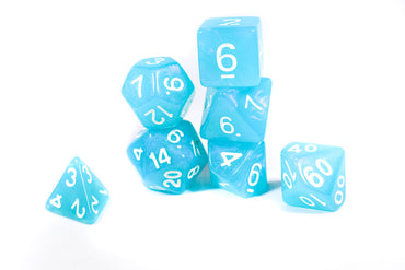 Peacock Blue Moonstone 7-Dice Set (Online Only)
