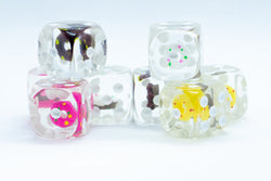 8- Pack Donut Dice Pink, Yellow, Vanilla, Chocolate; 16mm d6 Pipped Dice (Online Only)