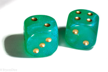 Borealis Light Green /gold 7-Dice / 16mm / 12mm Luminary (Online Only)