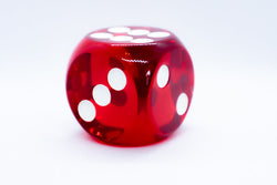 Clear Red 50mm d6 with White Pips Jumbo Pipped Dice (Online Only)