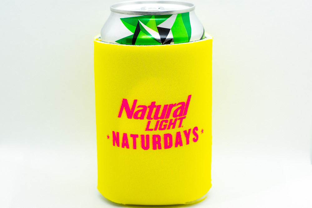 Natural Light Naturdays Cooler  Fits 12 oz Aluminum Can Coozie Pink Yellow (Online Only)