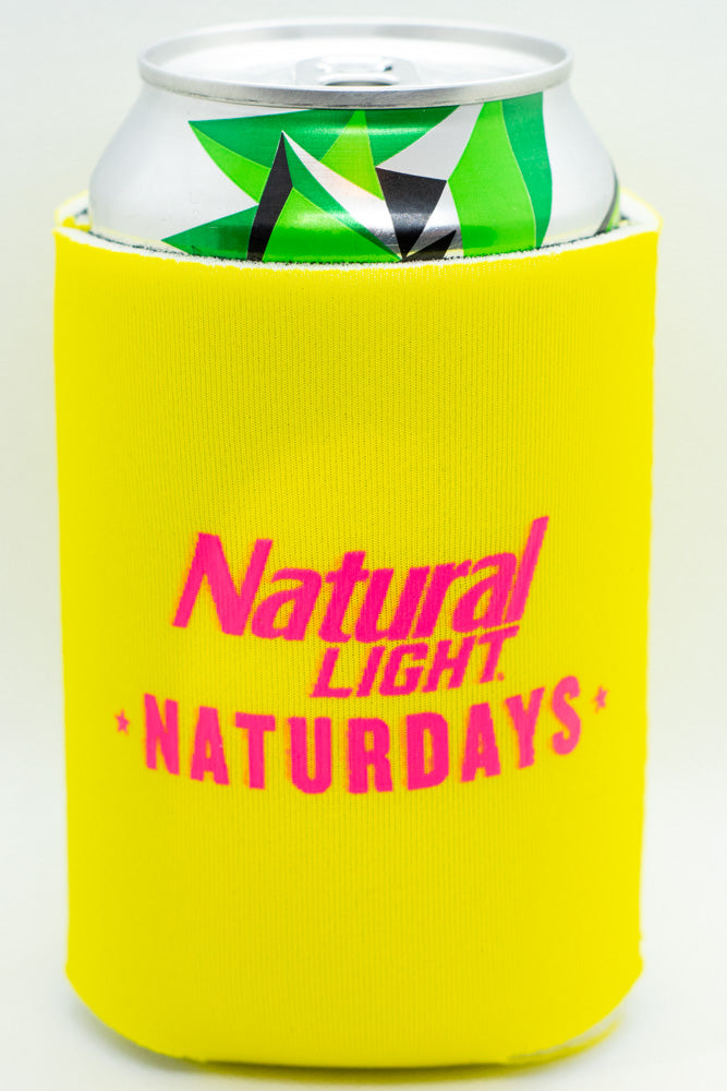 Natural Light Naturdays Cooler  Fits 12 oz Aluminum Can Coozie Pink Yellow (Online Only)