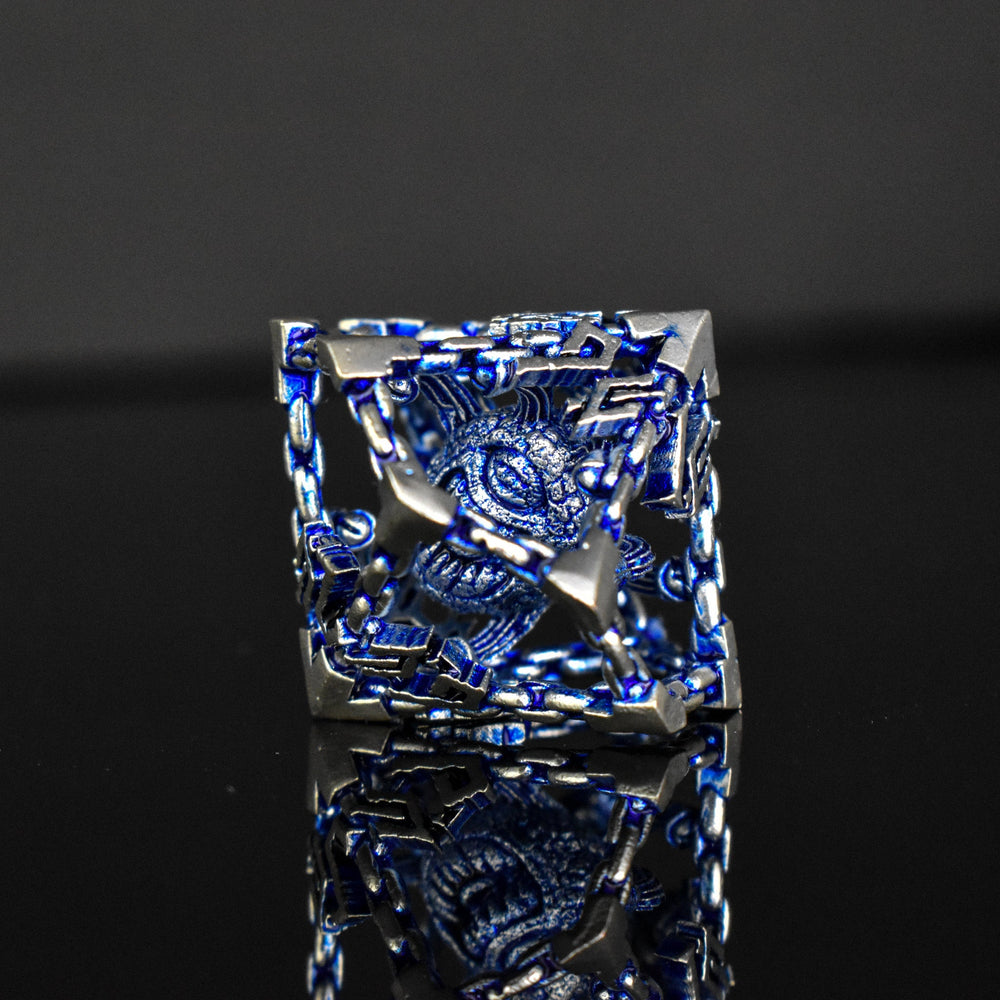 Beholder's Gates Hollow Metal Dice Set - Blue and Silver (ONLINE ORDER ONLY)