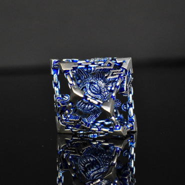 Beholder's Gates Hollow Metal Dice Set - Blue and Silver (ONLINE ORDER ONLY)