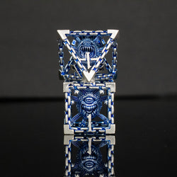 Beholder's Gates Hollow Metal Dice Set - Blue and Silver (ONLINE ORDER ONLY)