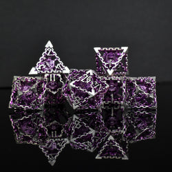 Beholder's Gates Hollow Metal Dice Set - Purple and Silver (ONLINE ORDER ONLY)
