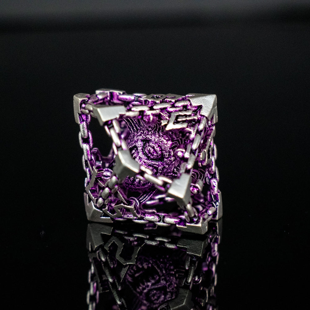 Beholder's Gates Hollow Metal Dice Set - Purple and Silver (ONLINE ORDER ONLY)
