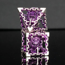Beholder's Gates Hollow Metal Dice Set - Purple and Silver (ONLINE ORDER ONLY)