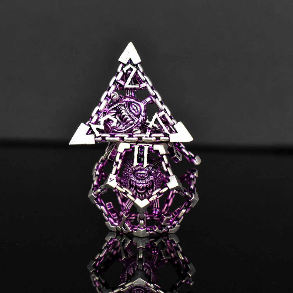 Beholder's Gates Hollow Metal Dice Set - Purple and Silver (ONLINE ORDER ONLY)