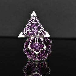 Beholder's Gates Hollow Metal Dice Set - Purple and Silver (ONLINE ORDER ONLY)