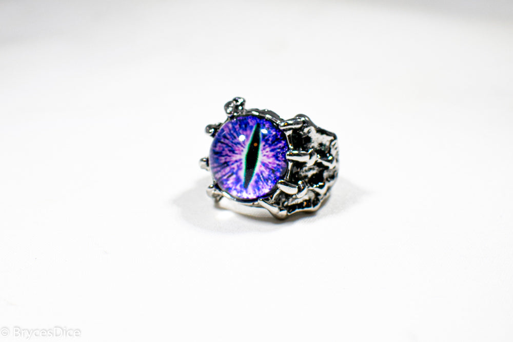 Dragon Eye Ring Silver Metal for Cosplay Game Night Dungeons and Dragons  (purple/blue/red/yellow) (Online Only)