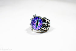 Dragon Eye Ring Silver Metal for Cosplay Game Night Dungeons and Dragons  (purple/blue/red/yellow) (Online Only)
