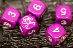 Purple Pirate D6 Dice Numbered with Skull and Cross Bones (sold per die) (Online Only)
