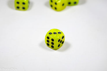 Pearl/Swirl Pipped d6 Dice Orange/Pink/Maroon/Electric Yellow/Brown/Blue/Green/Cranberry 16mm (SOLD BY PIECE)
