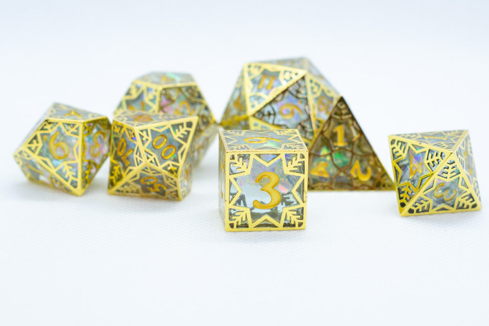[Factory Second] Forged Opal Forged in Frost Dice Set (Resin Dice Encased in Metal) (Online Only)