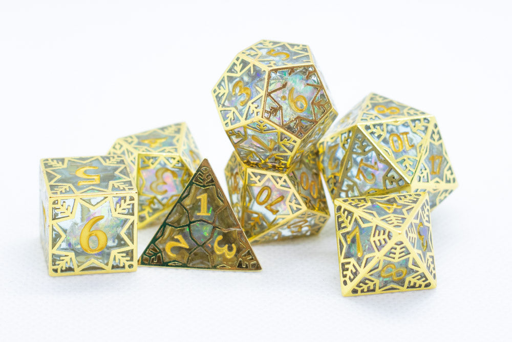 [Factory Second] Forged Opal Forged in Frost Dice Set (Resin Dice Encased in Metal) (Online Only)