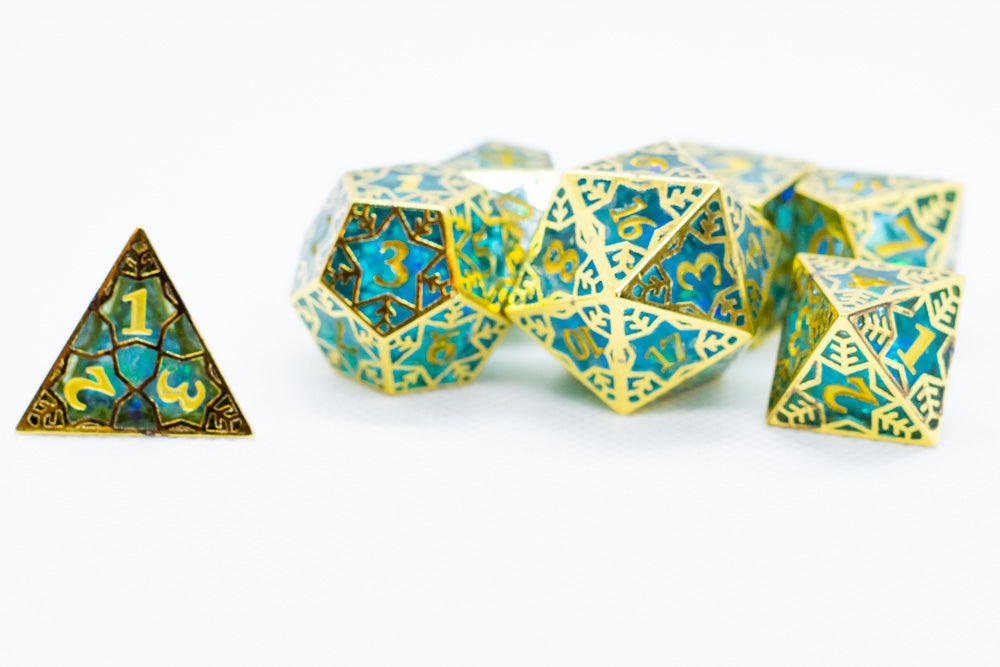 [Factory Second] Gilded Permafrost Forged in Frost Dice Set (Resin Dice Encased in Metal) (Online Only)