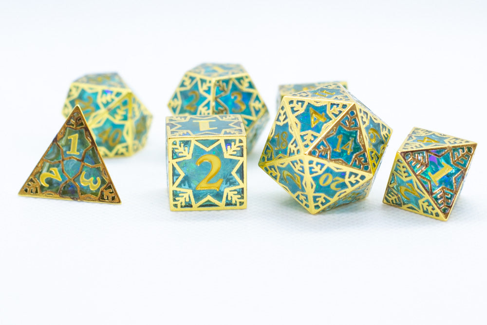 [Factory Second] Gilded Permafrost Forged in Frost Dice Set (Resin Dice Encased in Metal) (Online Only)