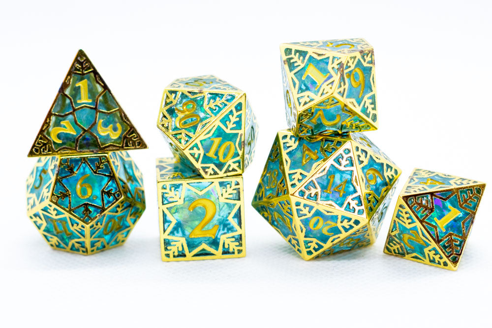 [Factory Second] Gilded Permafrost Forged in Frost Dice Set (Resin Dice Encased in Metal) (Online Only)