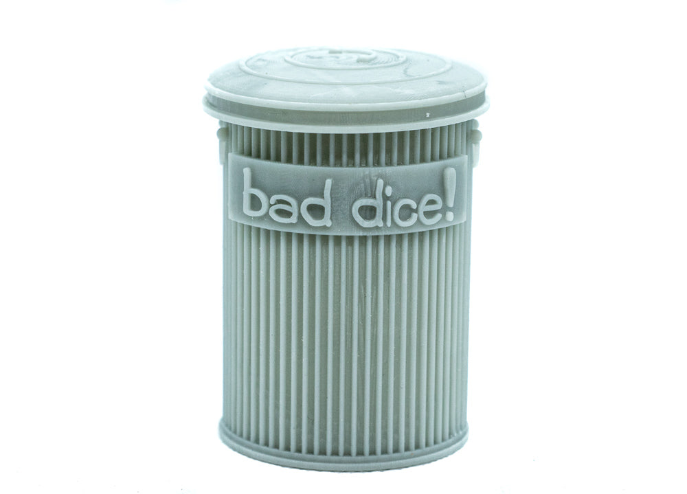 Trash Can Dice Jail: 3d Printed Grey Trash Can for Bad Dice D&D Dice Accessory (Online Only)