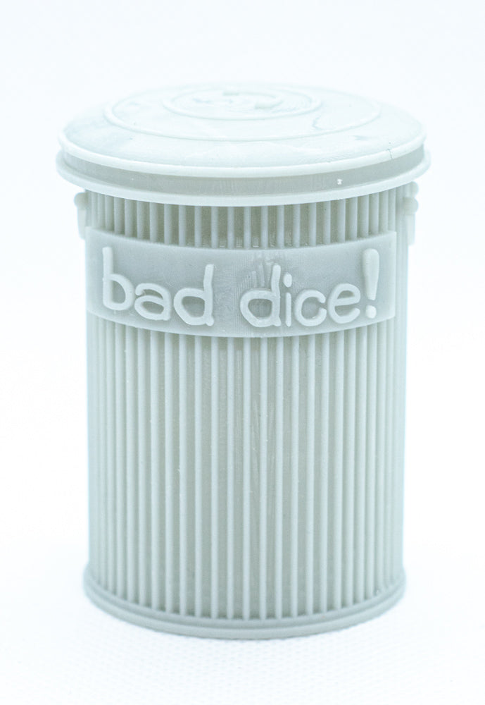 Trash Can Dice Jail: 3d Printed Grey Trash Can for Bad Dice D&D Dice Accessory (Online Only)