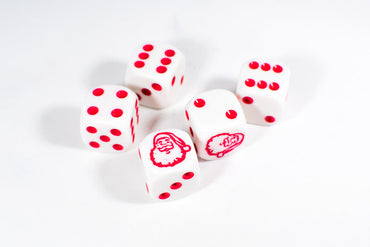 D6 16mm Santa dice Die White with Red Pips RPG Christmas (sold per piece) (Online Only)