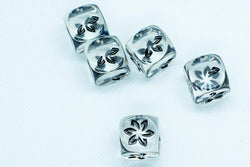 10-Pack Clear w/Black Falling Petals Dice 16mm D6 Flower Dice (Online Only)